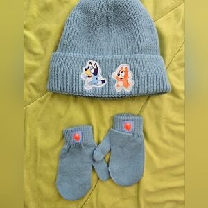 Kids Bluey Knit Hat and Mittens Set